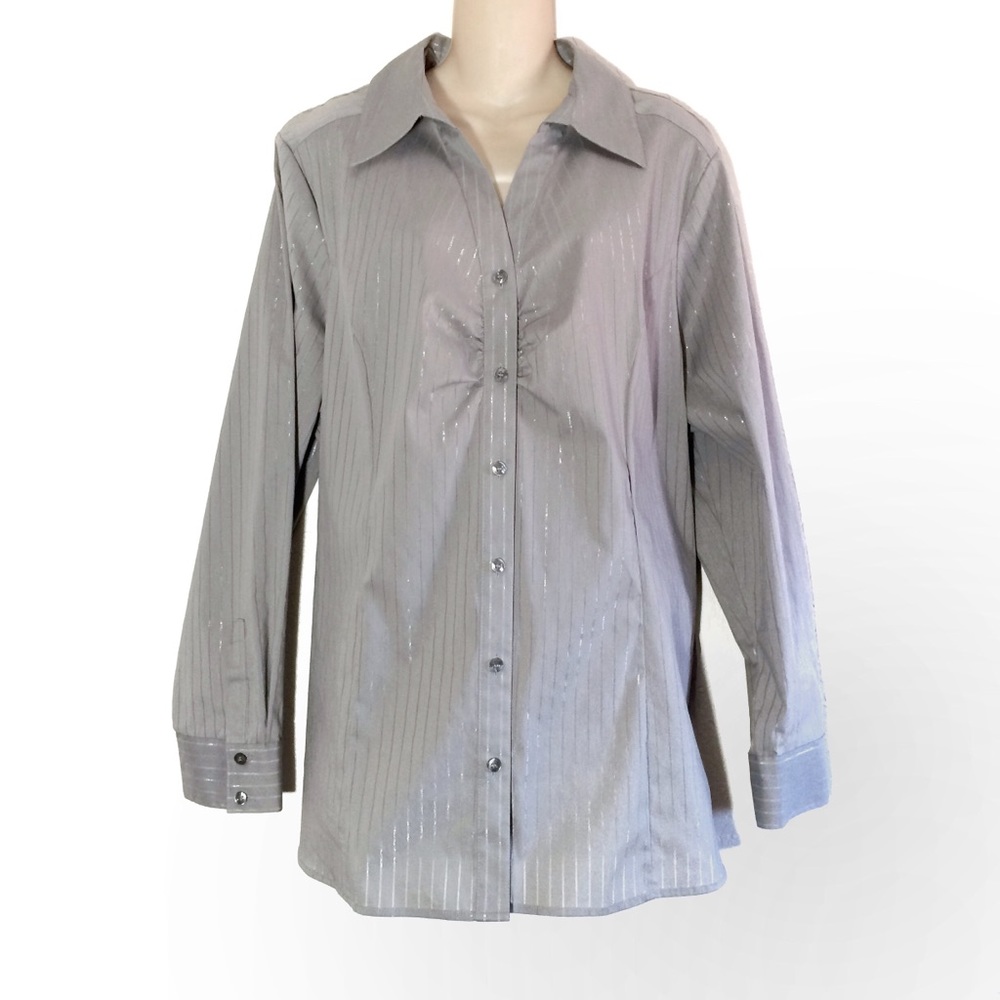 Lane Bryant Stretch Button Down Shirt Pinstripe 22